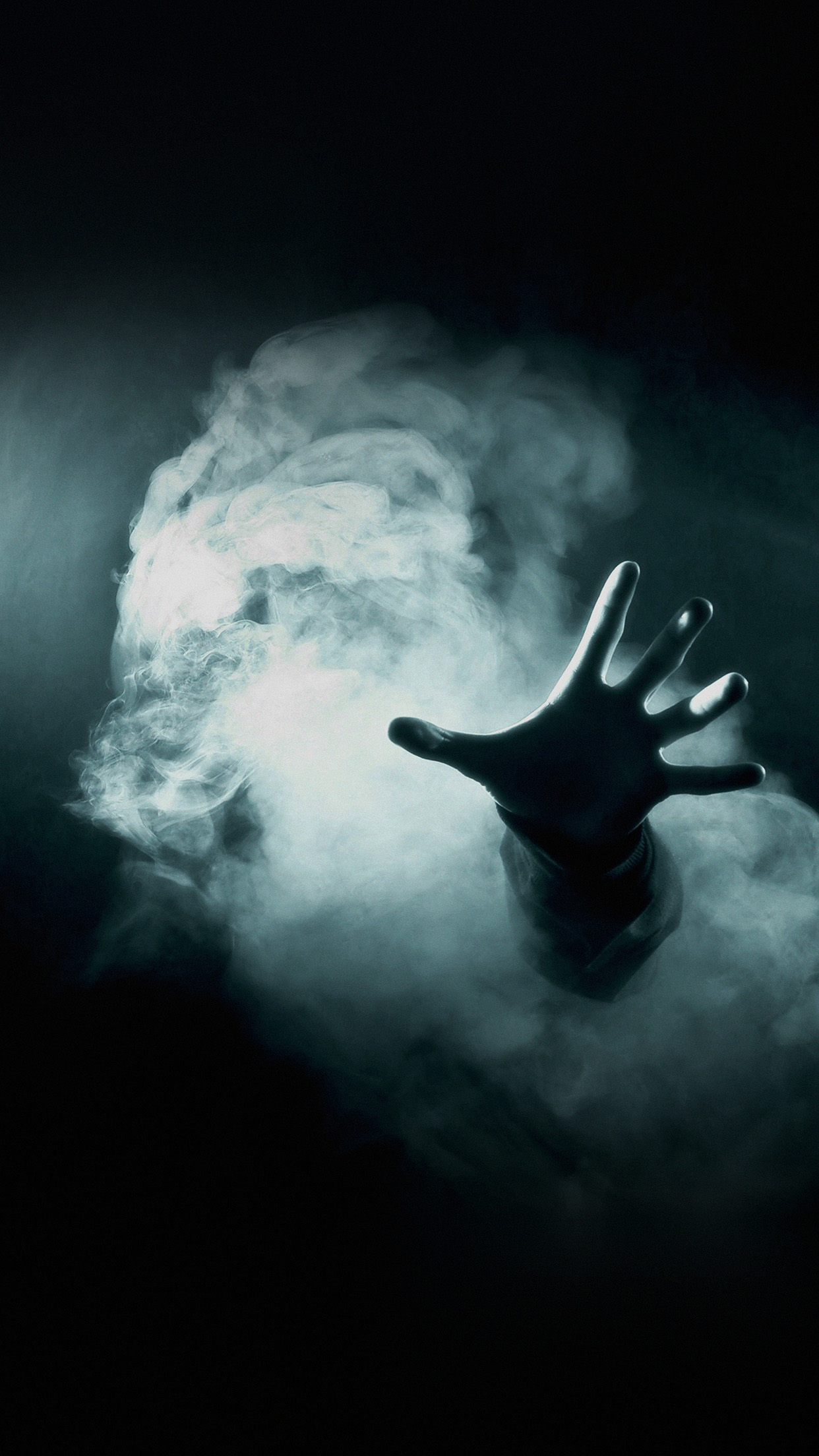 Hand Reaching Out From Smoke Horror Android Wallpaper