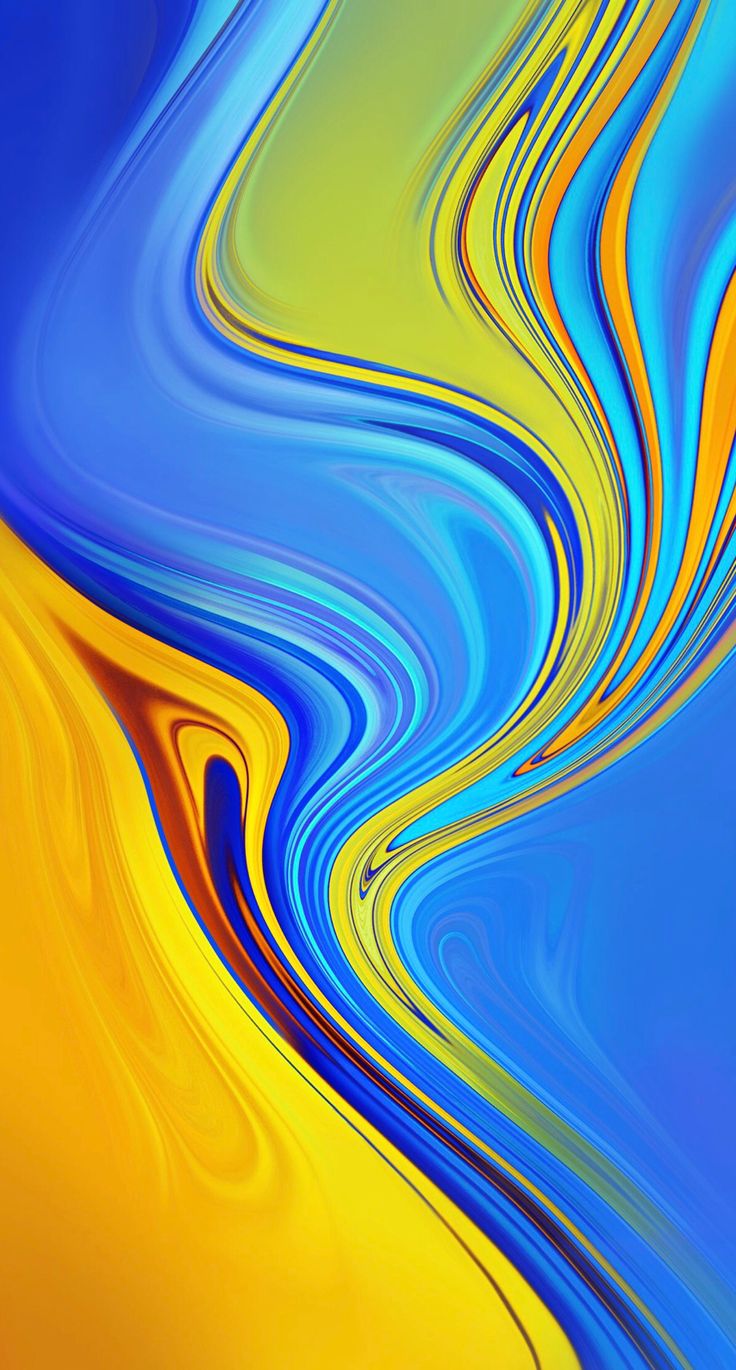 Colourful Fluid ink photography blue and yellow abstract art