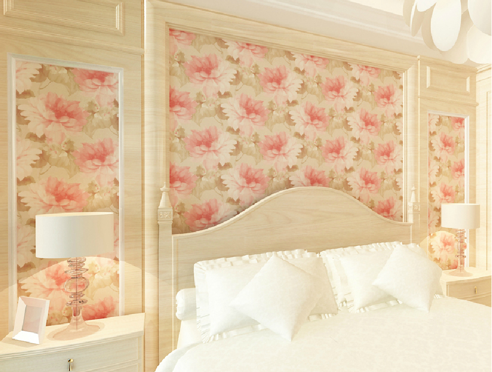 Pink flower wallpaper for romantic pastoral style bedroom New Home 960x726