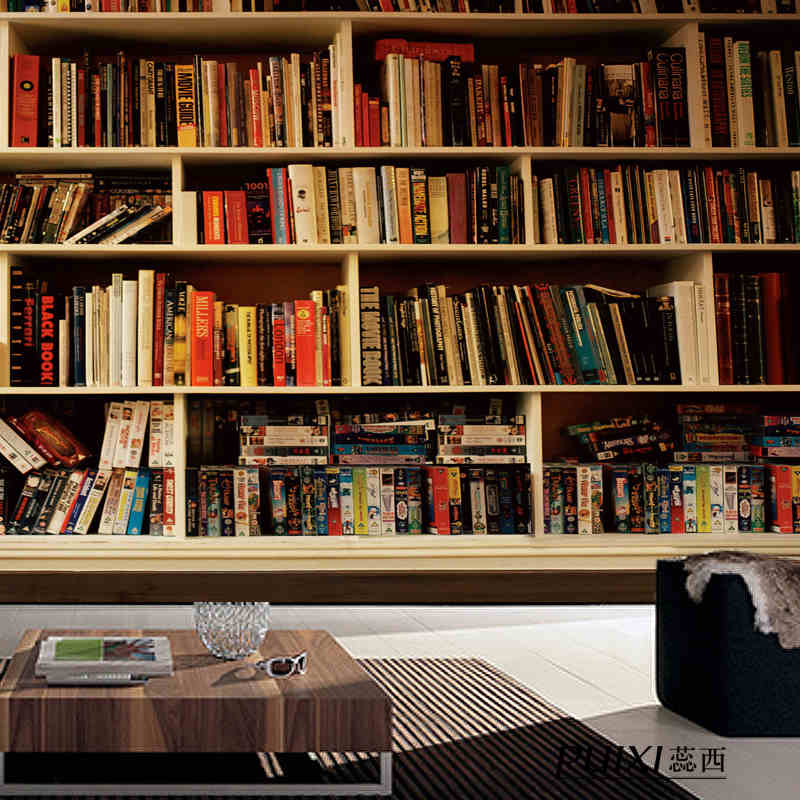 Wallpaper Mural European Retro Sofa 3d Stereo Bookshelf Bookcase