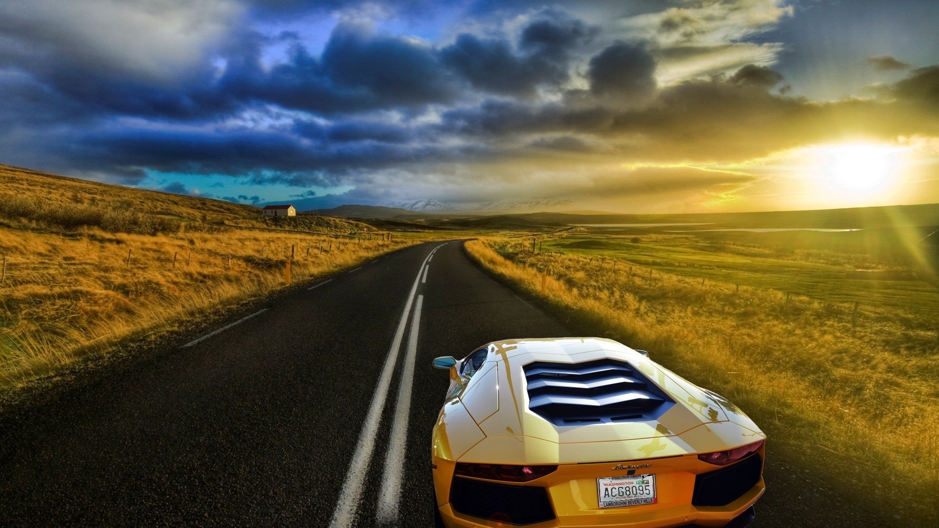 Lamborghini Aventador Sunset Desktop Pc And Mac Wallpaper