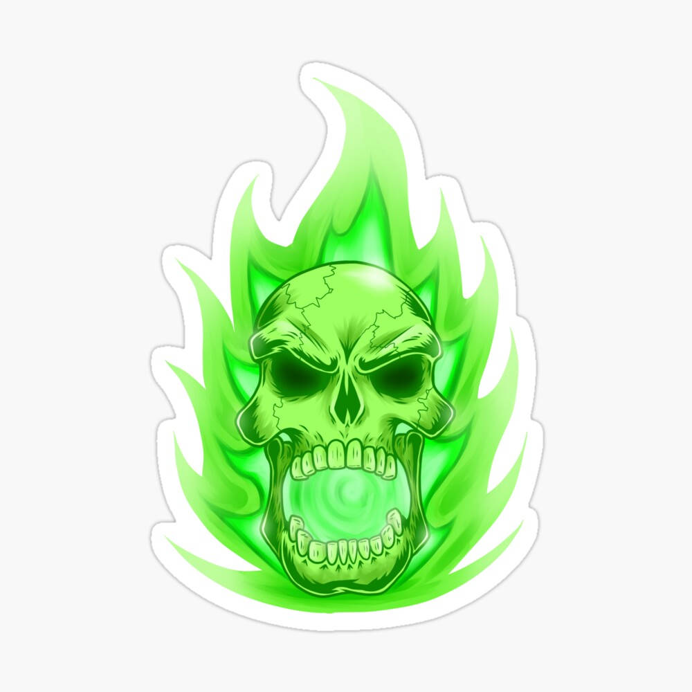 Green Fire Skull X Wallpaper