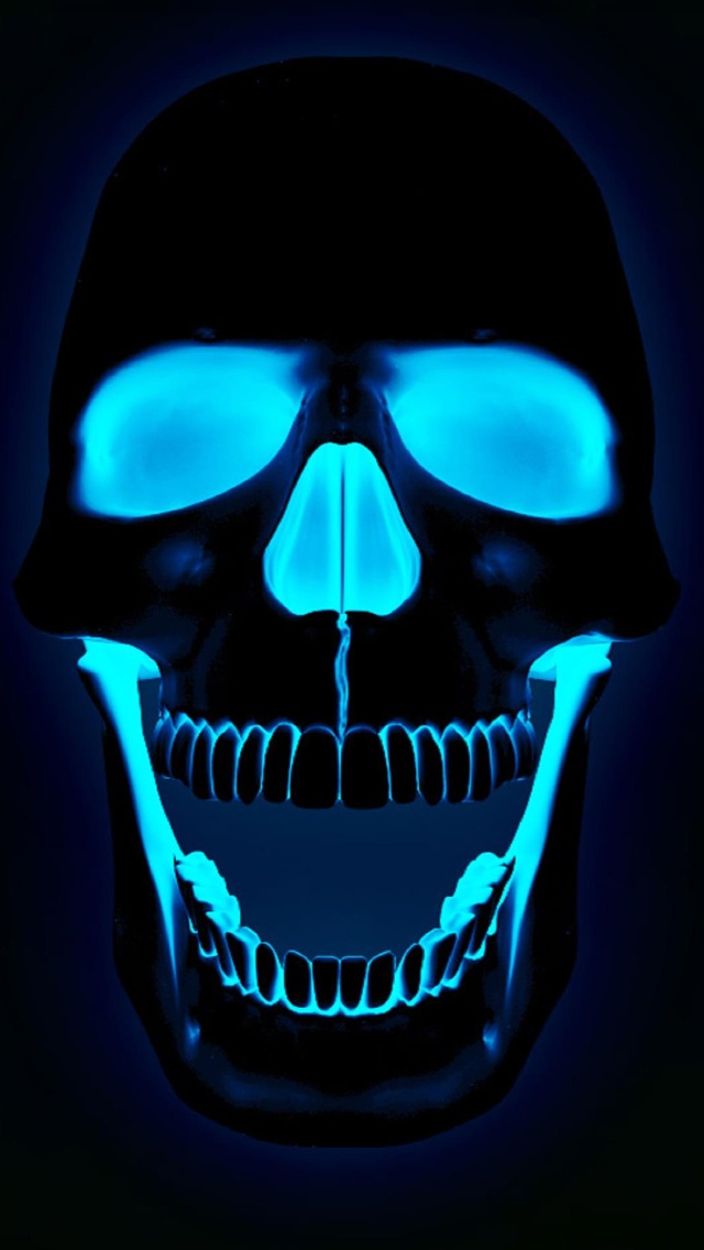 Neon Blue Skull iPhone Wallpaper