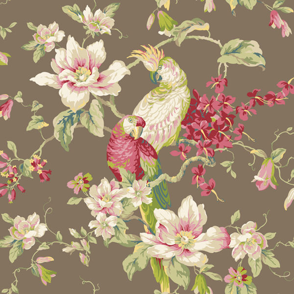 Brown Tropical Birds With Magnolias Wallpaper Wall Sticker Outlet