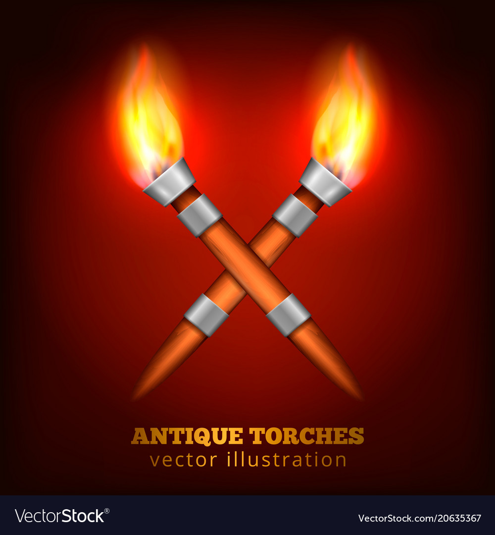 Antique torches realistic background Royalty Free Vector
