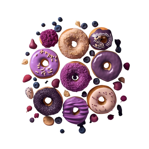 Donuts With Glaze Sprinkles Isolated White Background Wallpaper