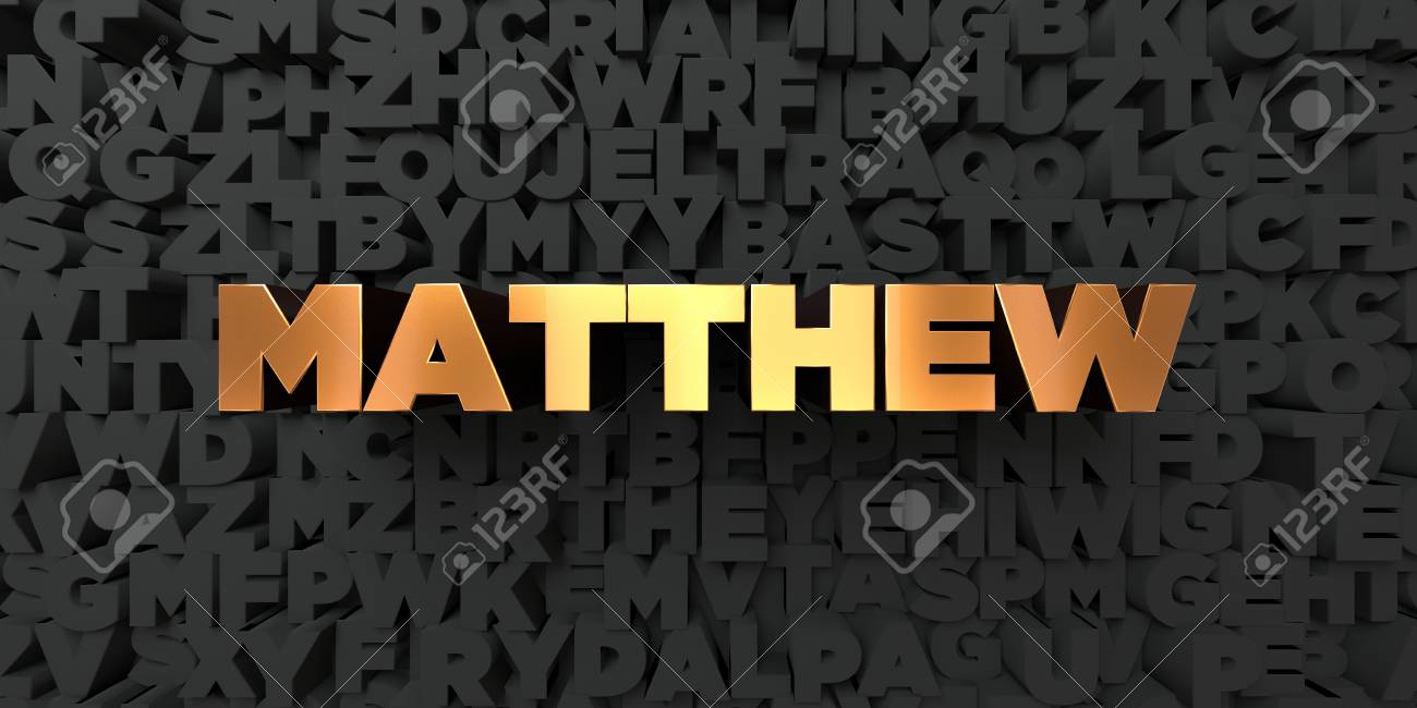 Matthew Gold Text On Black Background 3d Rendered Royalty