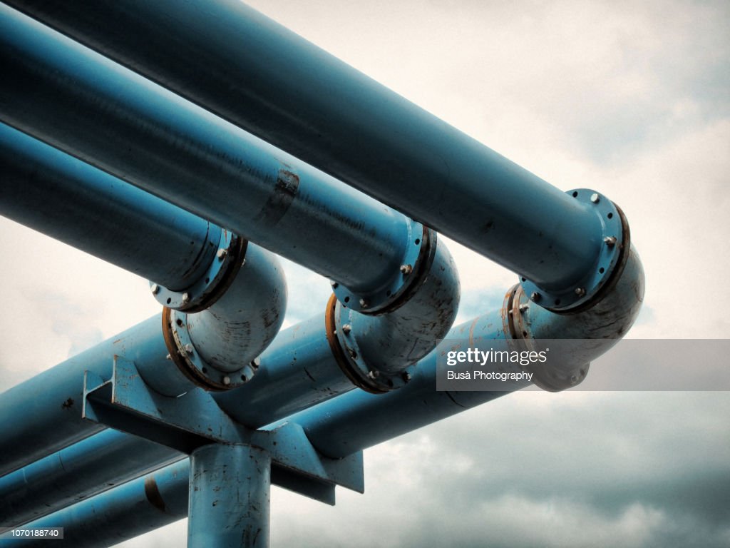 Detail Of Giant Bluecolored Water Pipes A Peculiar System Used To