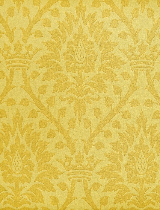 Furnvill Wallpaper Yellow Paper With Dark Demask Floral Crown