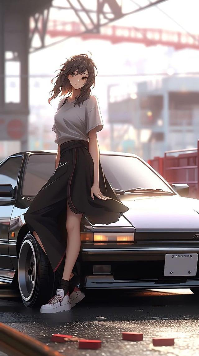 Anime Girl Wallpaper 4K in Black Car rAnimeWallpaper4K