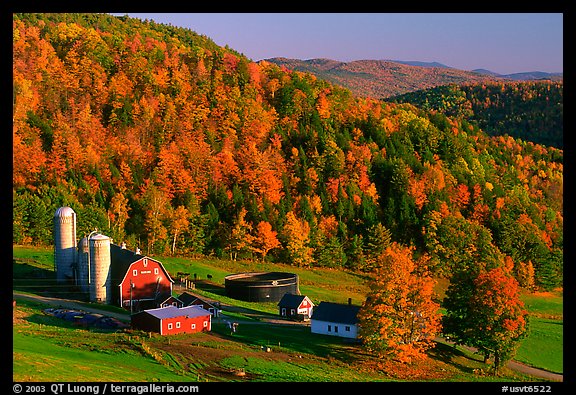 Picture Photo Farm Surrounded By Hills In Fall Foliage Vermont New