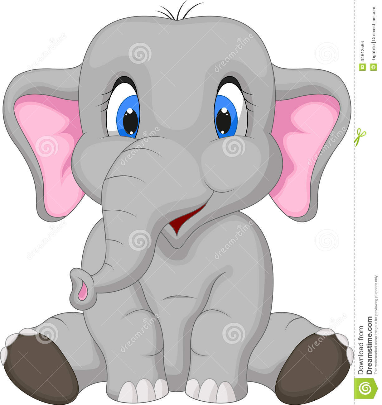 Cute Elephant Cartoon Sitting Royalty Stock Image