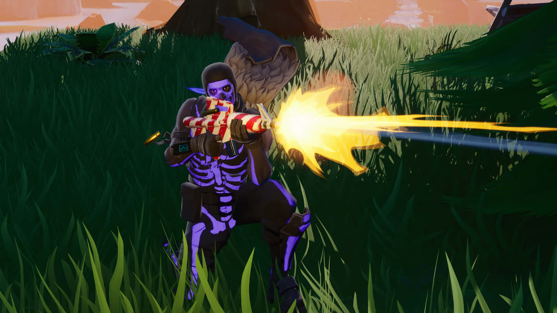 The Iconic Purple Skull Trooper Skin In Fortnite Wallpaper