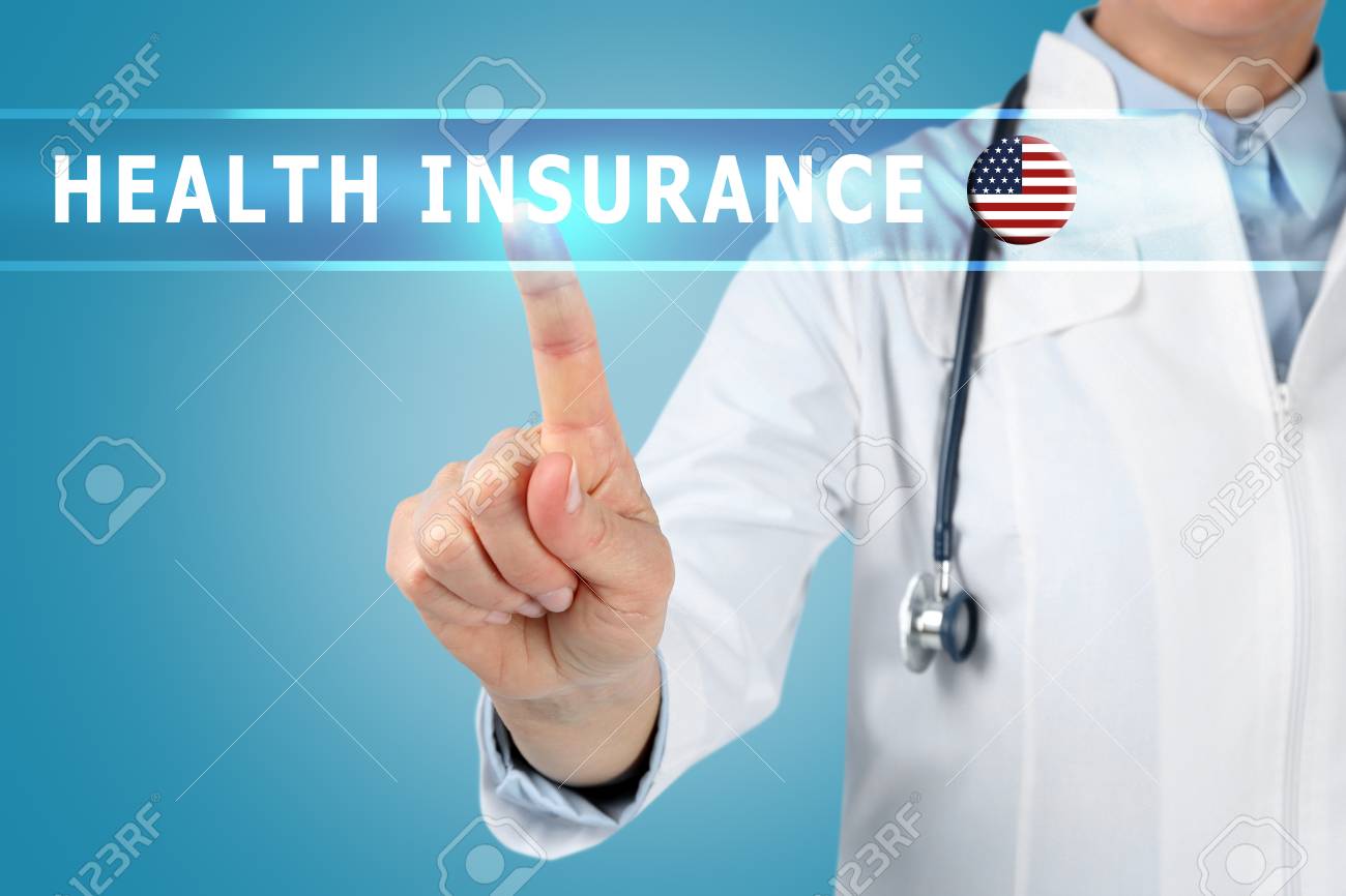 Text Health Insurance And Doctor On Background Stock Photo