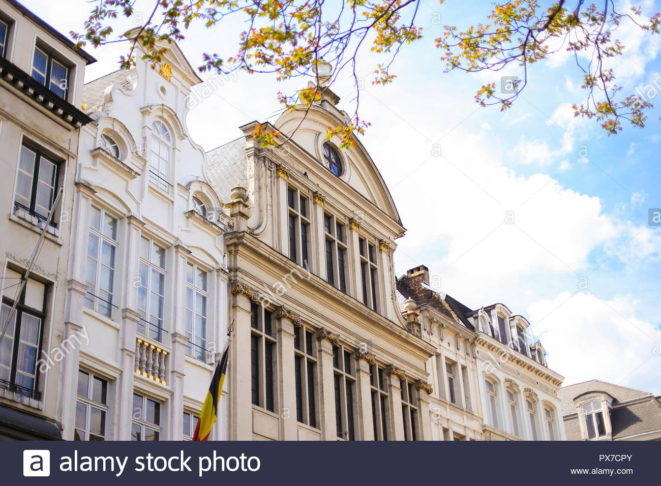 Brussels Buildings On Square In Blue Sky Background Concept Of