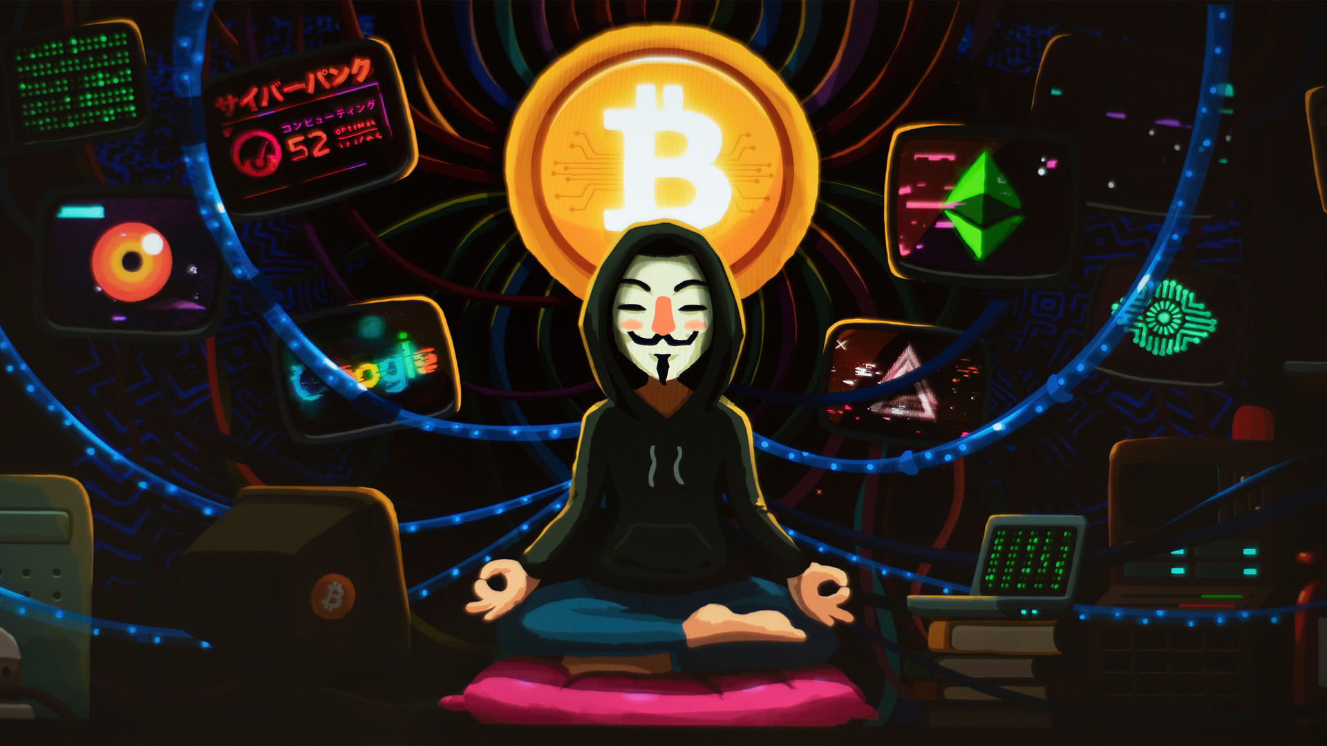 Bitcoin Anonymous Meditation HD 4k Wallpaper
