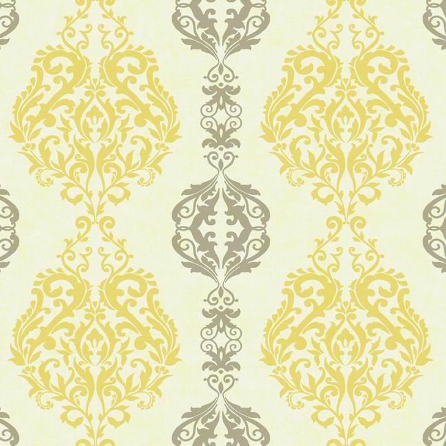  Traditional Kids Decor Yellow and Gray Damask Stripe Wallpaper 650x650