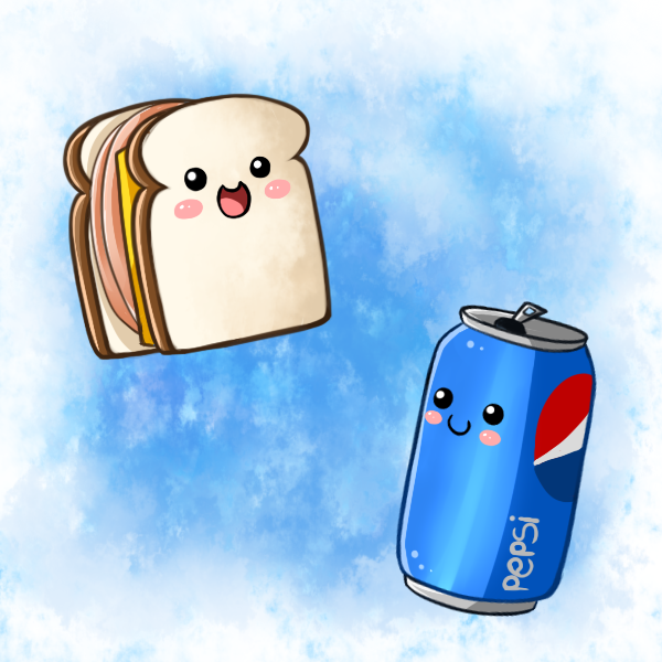 Cute Food Cartoon Wallpaper Sandwich And Pepsi