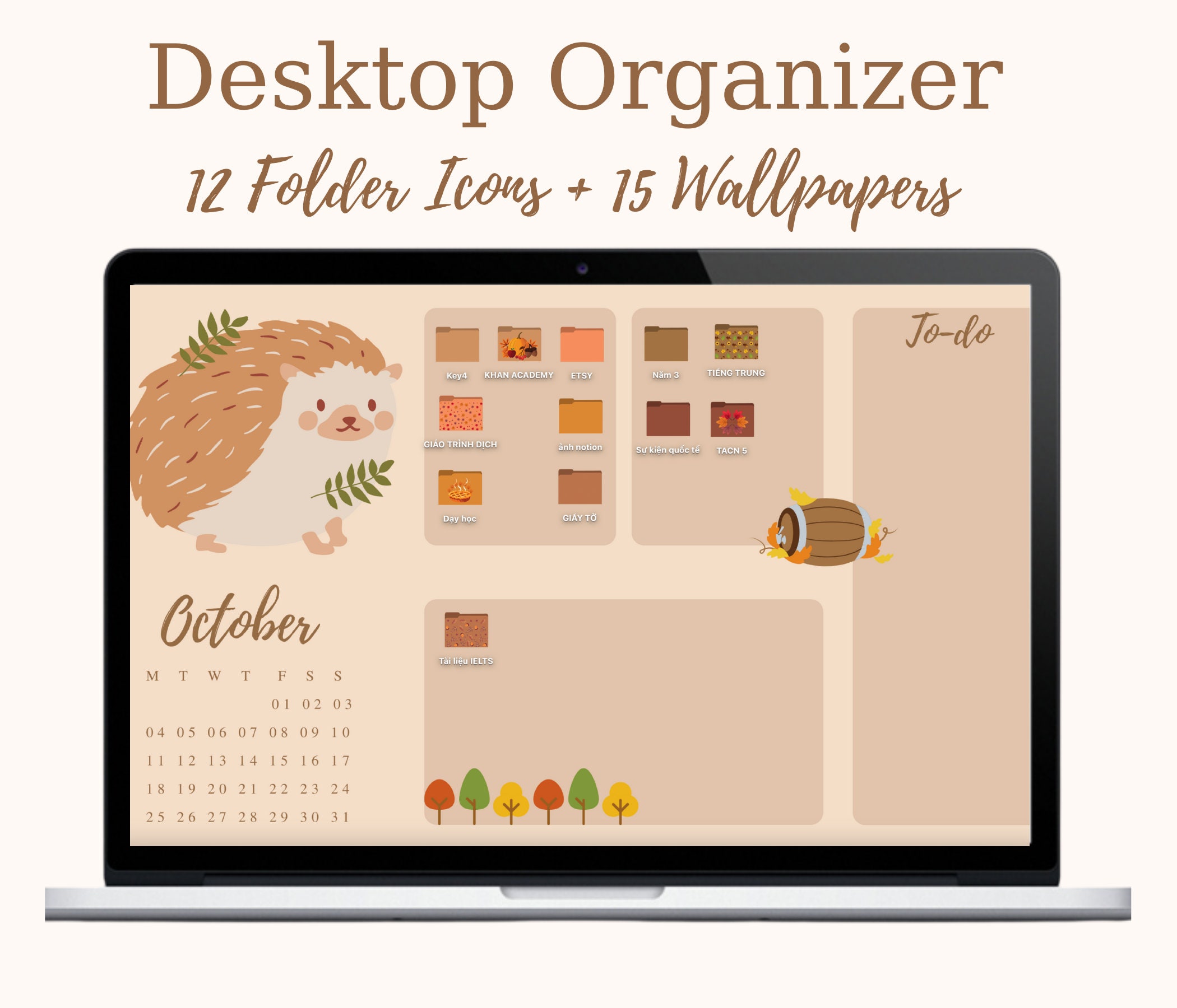 Aesthetic Autumn Fall Desktop Wallpaper Organizer With   Etsy