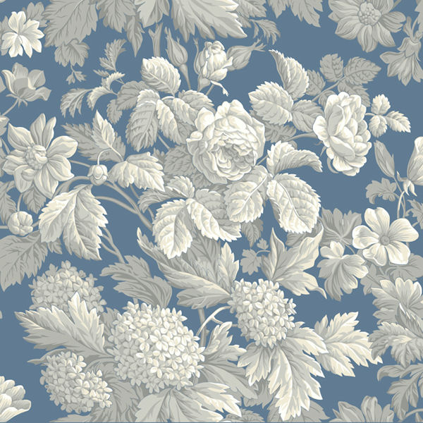 Blue And Grey Antique Floral Wallpaper Wall Sticker Outlet