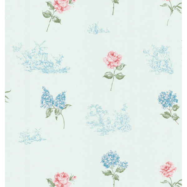 Brewster Home Fashions Light Blue Floral Toile Wallpaper