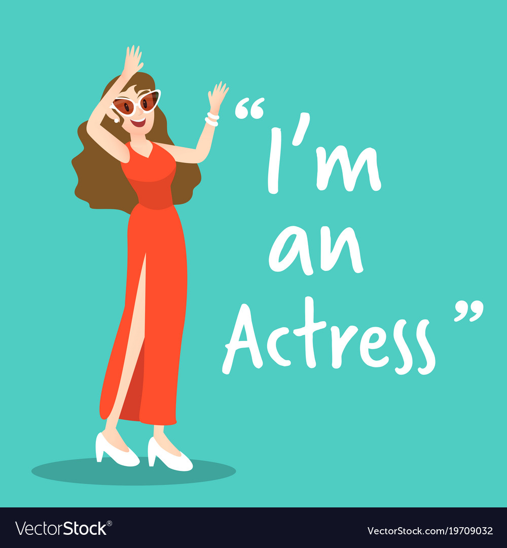 Actress Character On Green Background Flat Design Vector Image