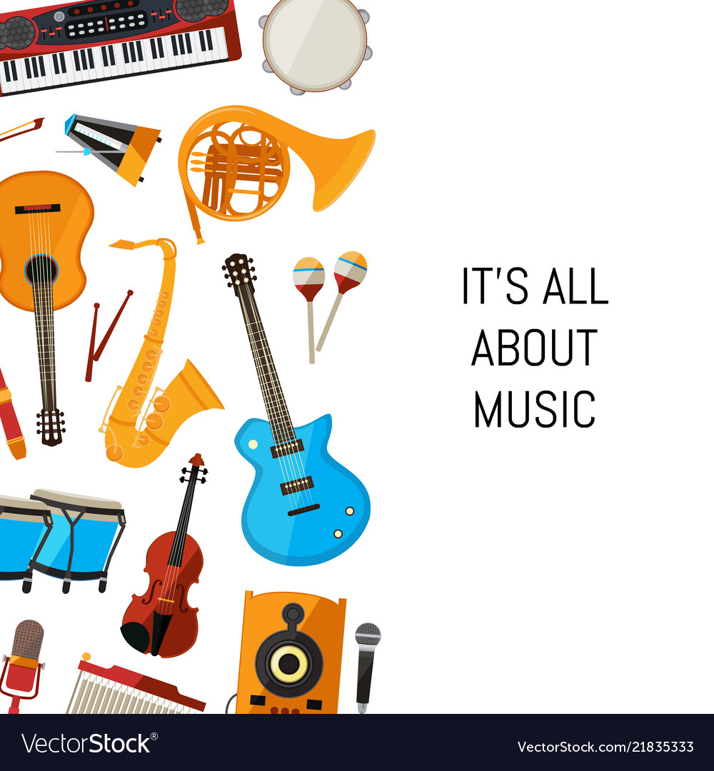 Free download Cartoon musical instruments background with Vector Image