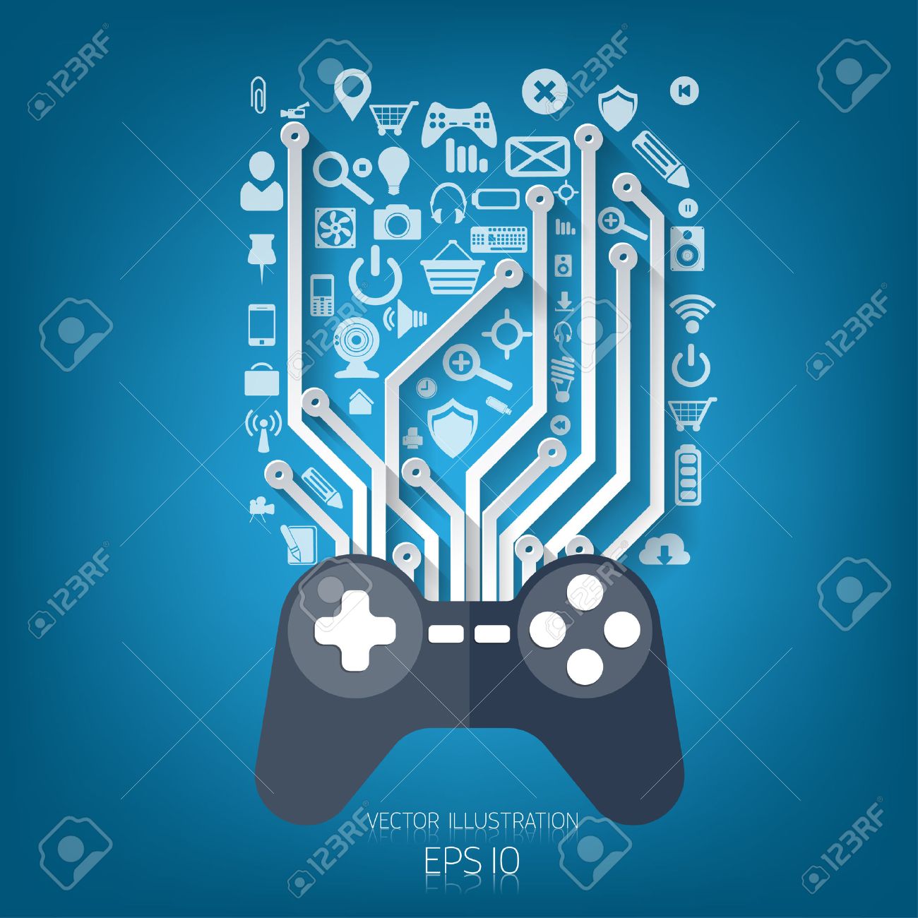 Flat Joystick Icon Gaming Background Royalty Cliparts