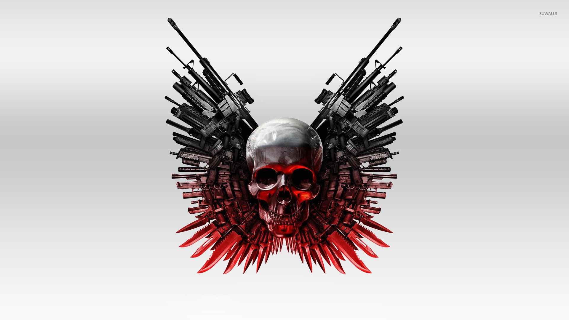 The Expendables Skull And Guns Wallpaper Movie