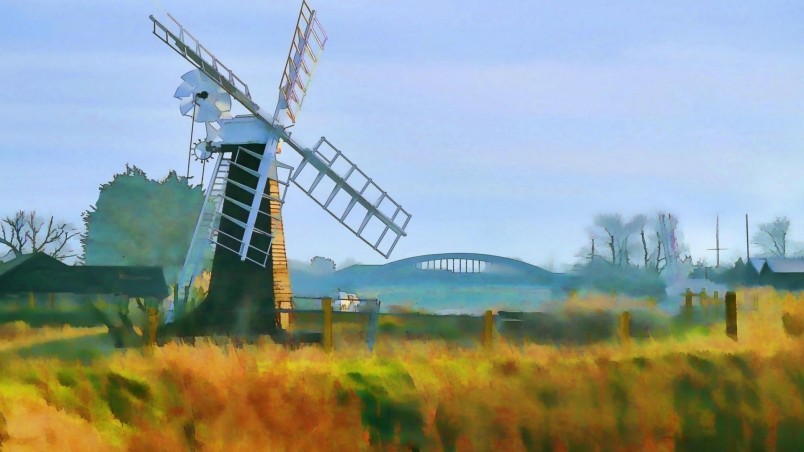 Windmill Painting HD Wallpaper Wallpaperfx