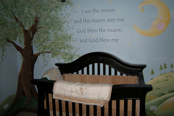 Is Plete With A Rhyme Theme Colorful Wallpaper In This Baby Room