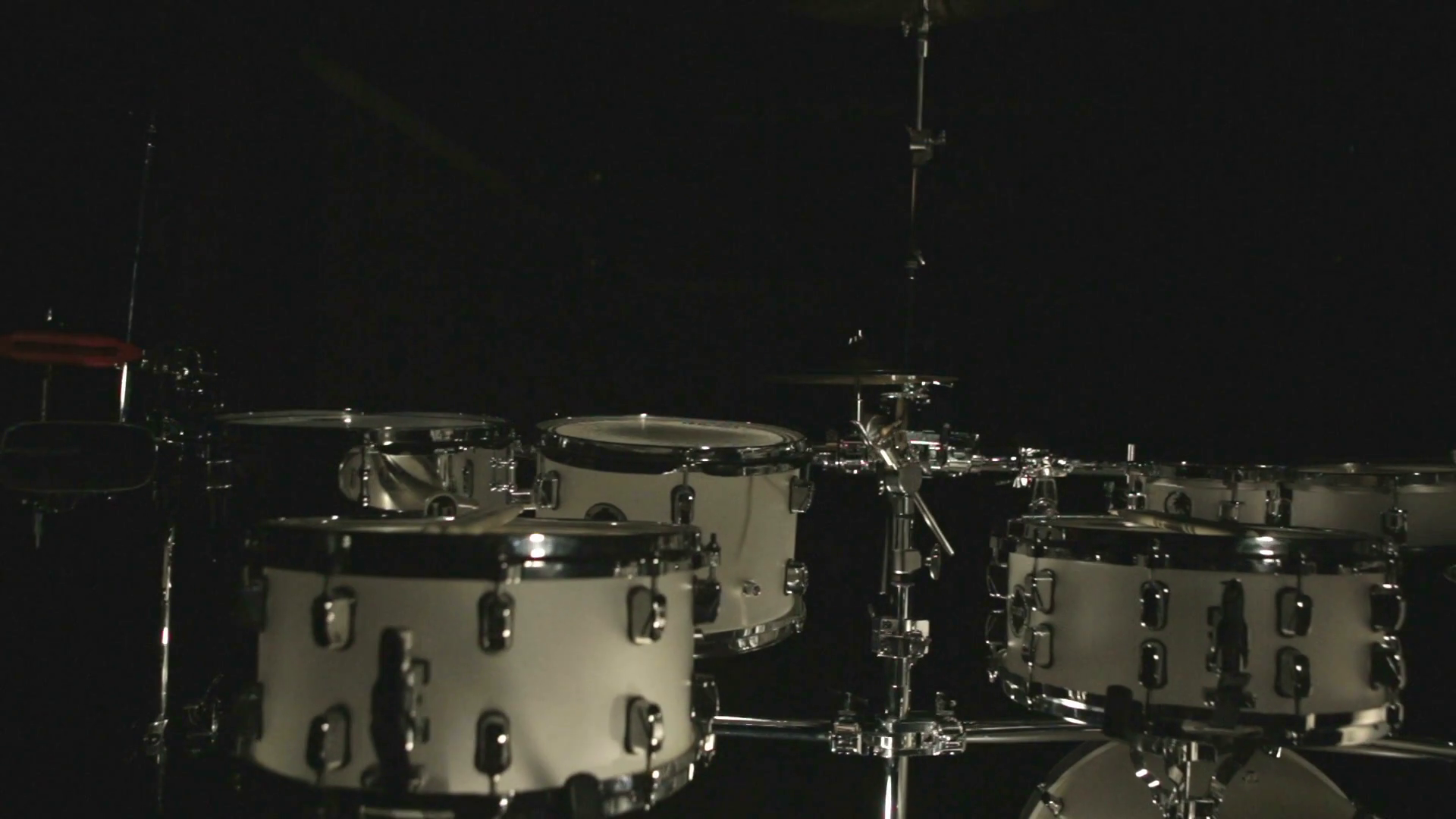 Drum Set On Dark Background White Kit Black