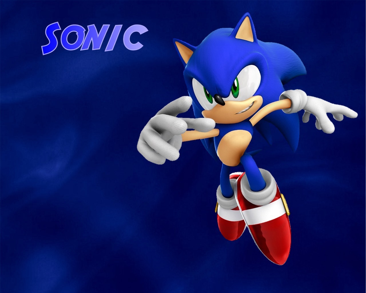 Sonic the Hedgehog on a blue background