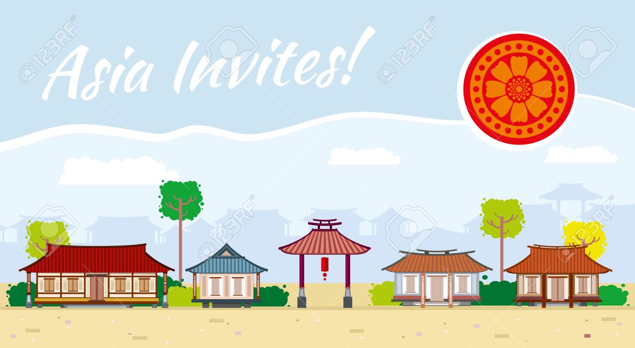 Asia Travel Background Invitation Design Banner Oriental Culture