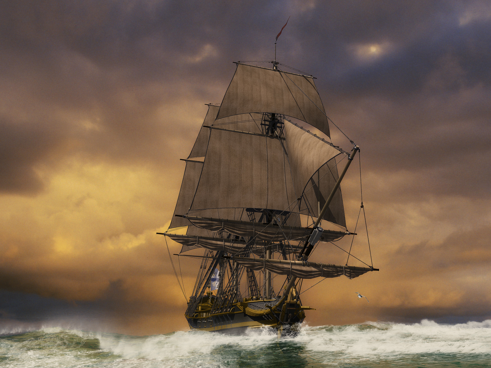 Fantasy Ship Wallpaper And Background Image