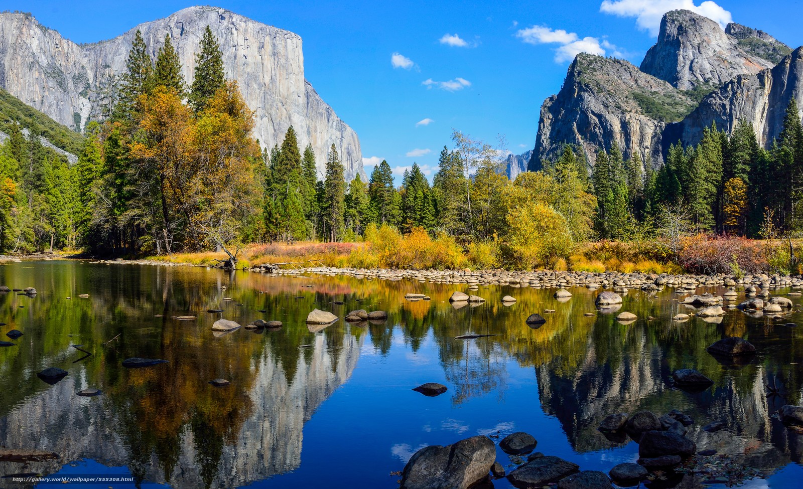 wallpaper Yosemite National Park river Mountains Rocks desktop 1600x975