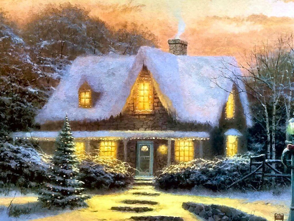 Christmas Eve Thomas Kincade Paintings Wallpaper Image