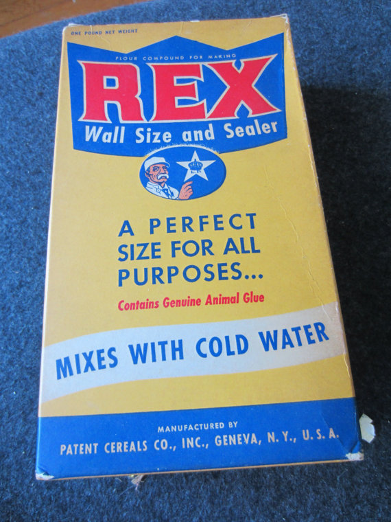 REX vintage WALLPAPER Paste flour Cardboard Box 1950s   Contains