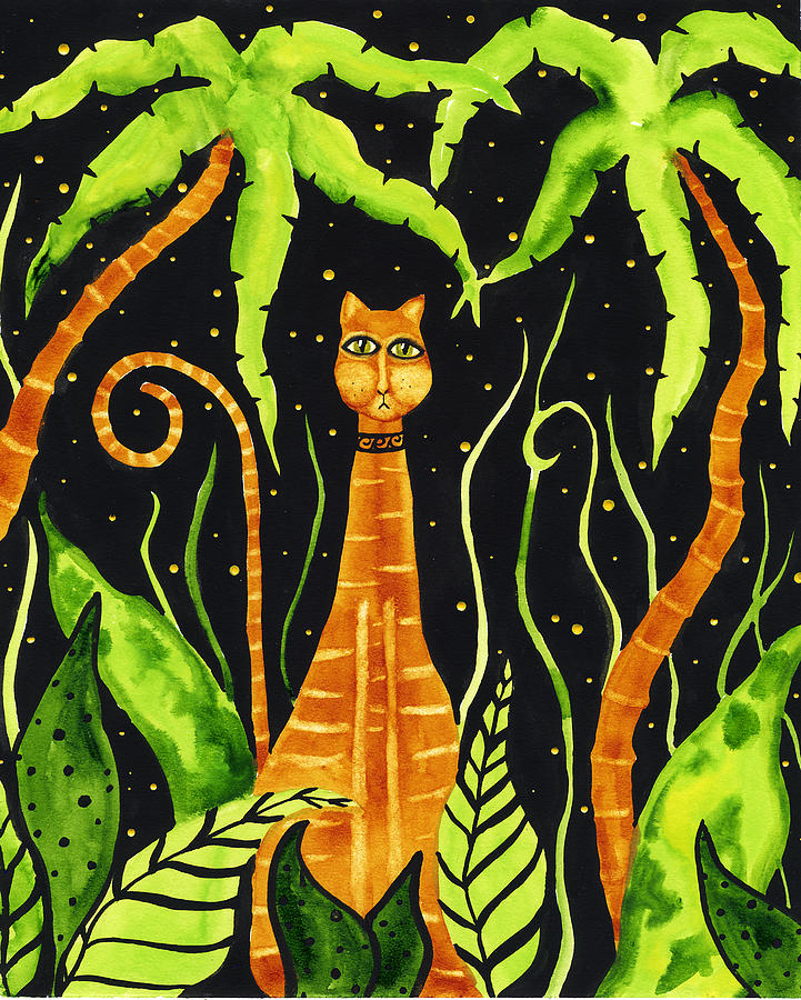 Hubbs Art Folk Prints Debi Whimsical Animals Wild Red Jungle