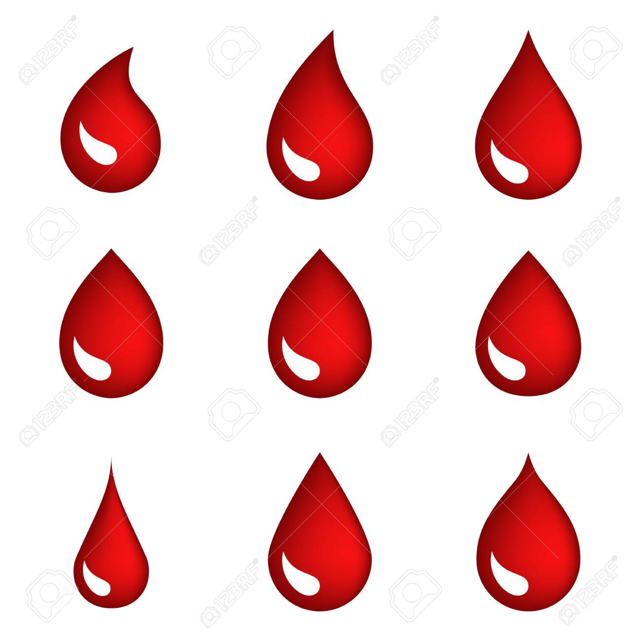Red Blood Drops Icons Or Bleeding Symbols Collection Isolated
