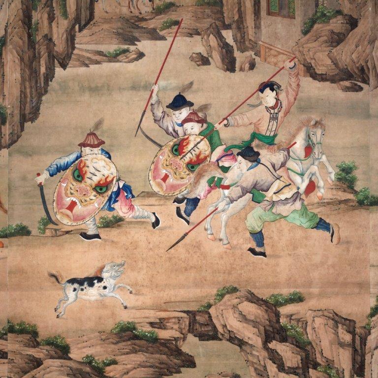 Hunting Scene In One Of The Chinese Wallpaper At Oud Amelisweerd