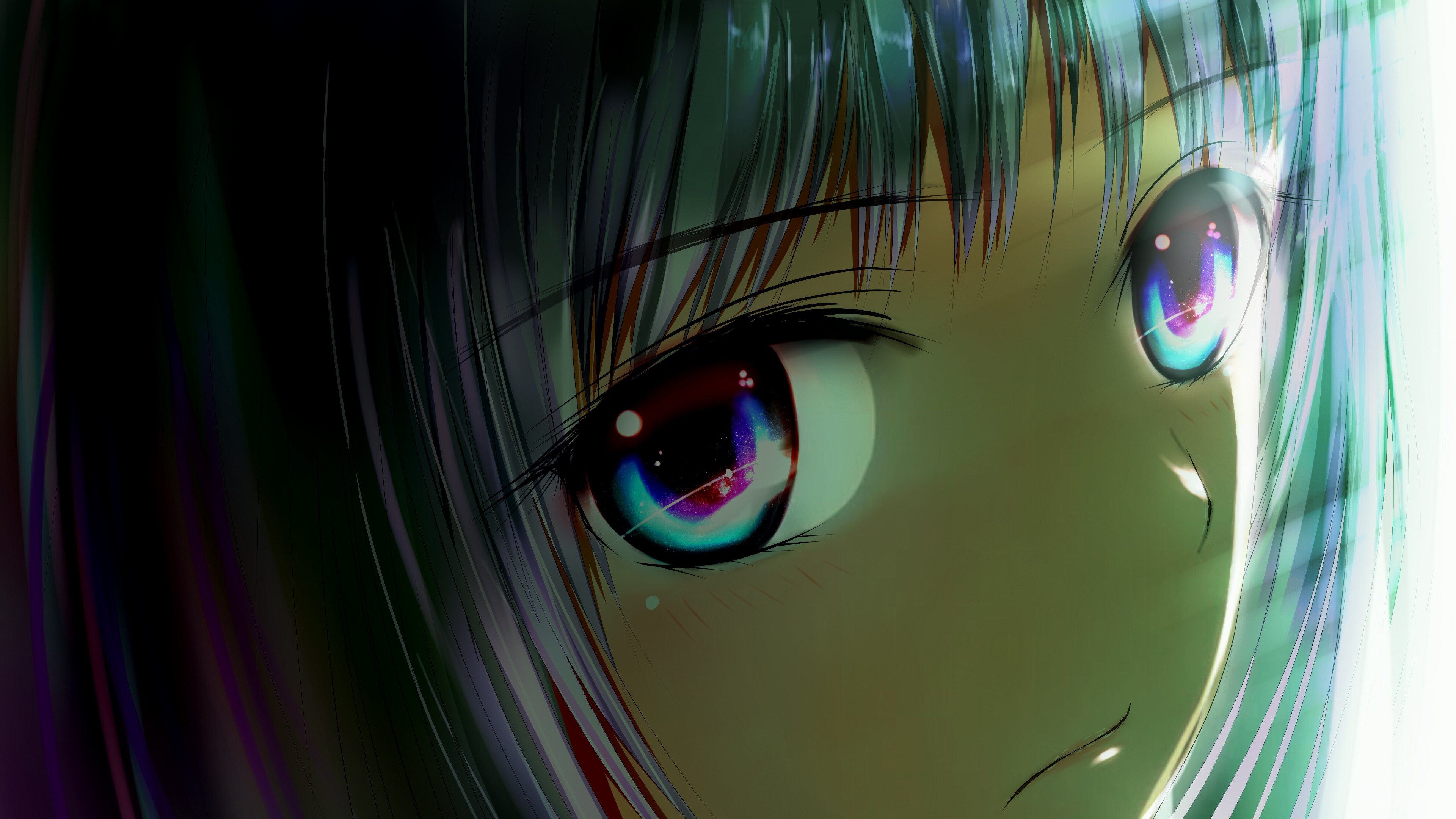 Anime Girl Big Galaxy Eyes Laptop HD 4k Wallpaper Image Photos And