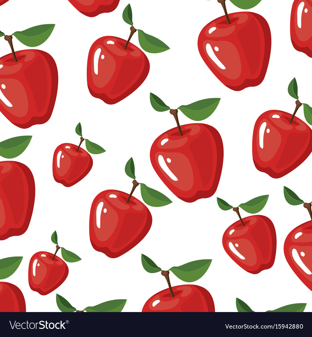 White Background With Realistic Pattern Of Apples Vector Image