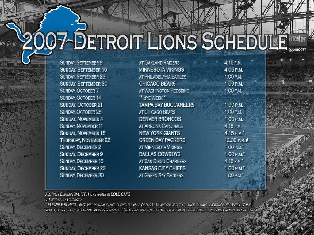 2019 Detroit Lions Schedule: Downloadable Wallpaper