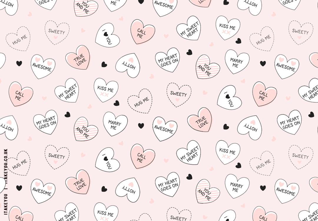 Cute white and pink hearts desktop wallpaper