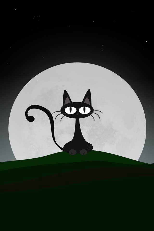 Wallpaper Halloween Black Cat Here Kitty