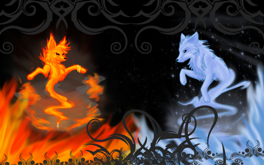 Cool Fire Wolf Background And Ice Wallpaper By