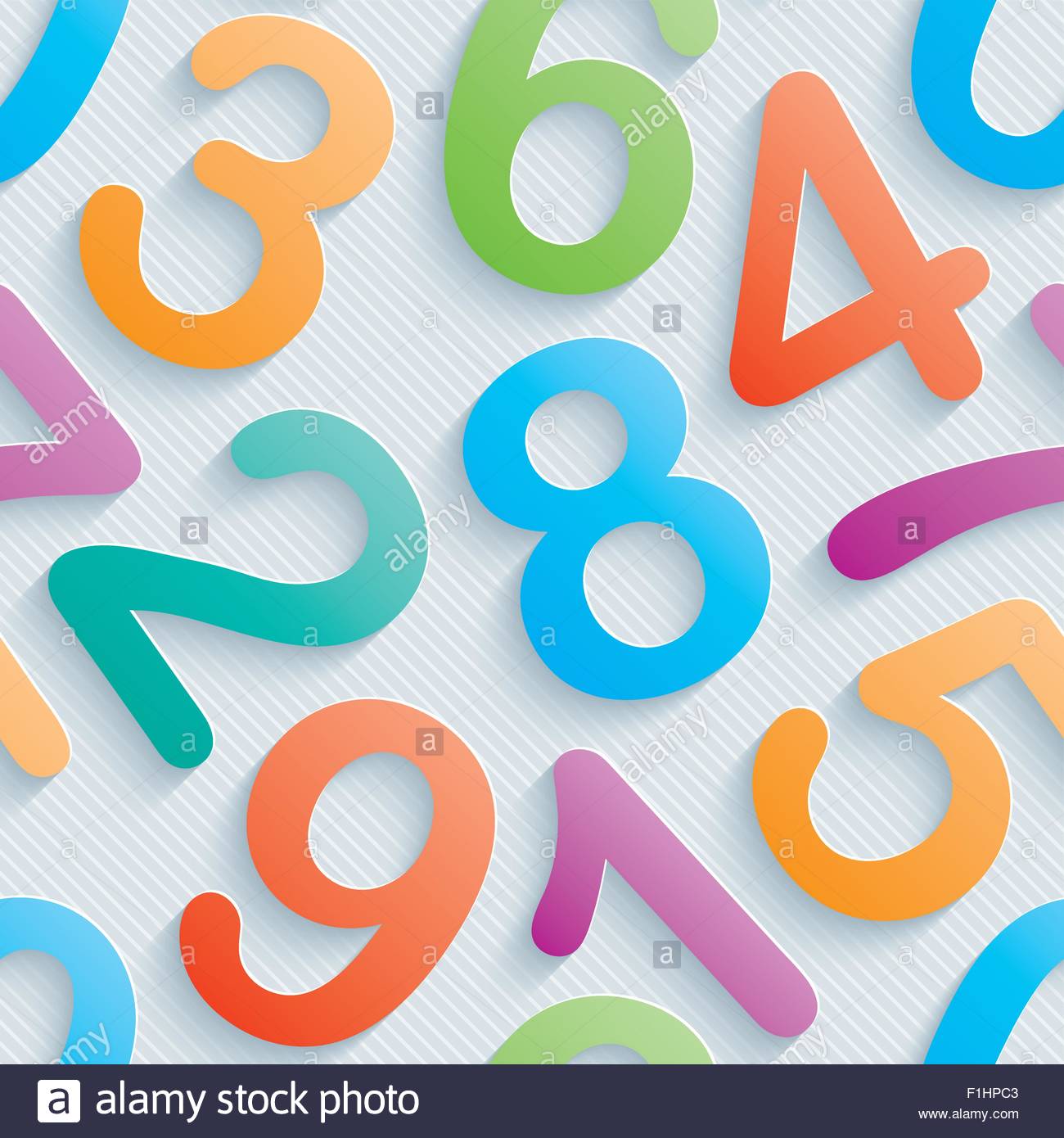 Colorful Numbers Wallpaper Seamless Background With 3d Effect
