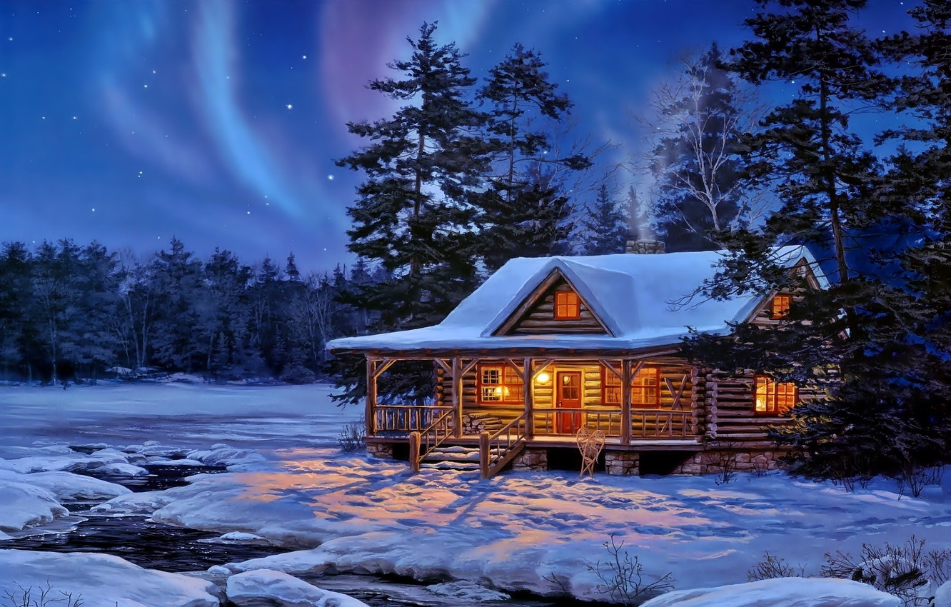 Wallpaper house winter snow Forest images for desktop section