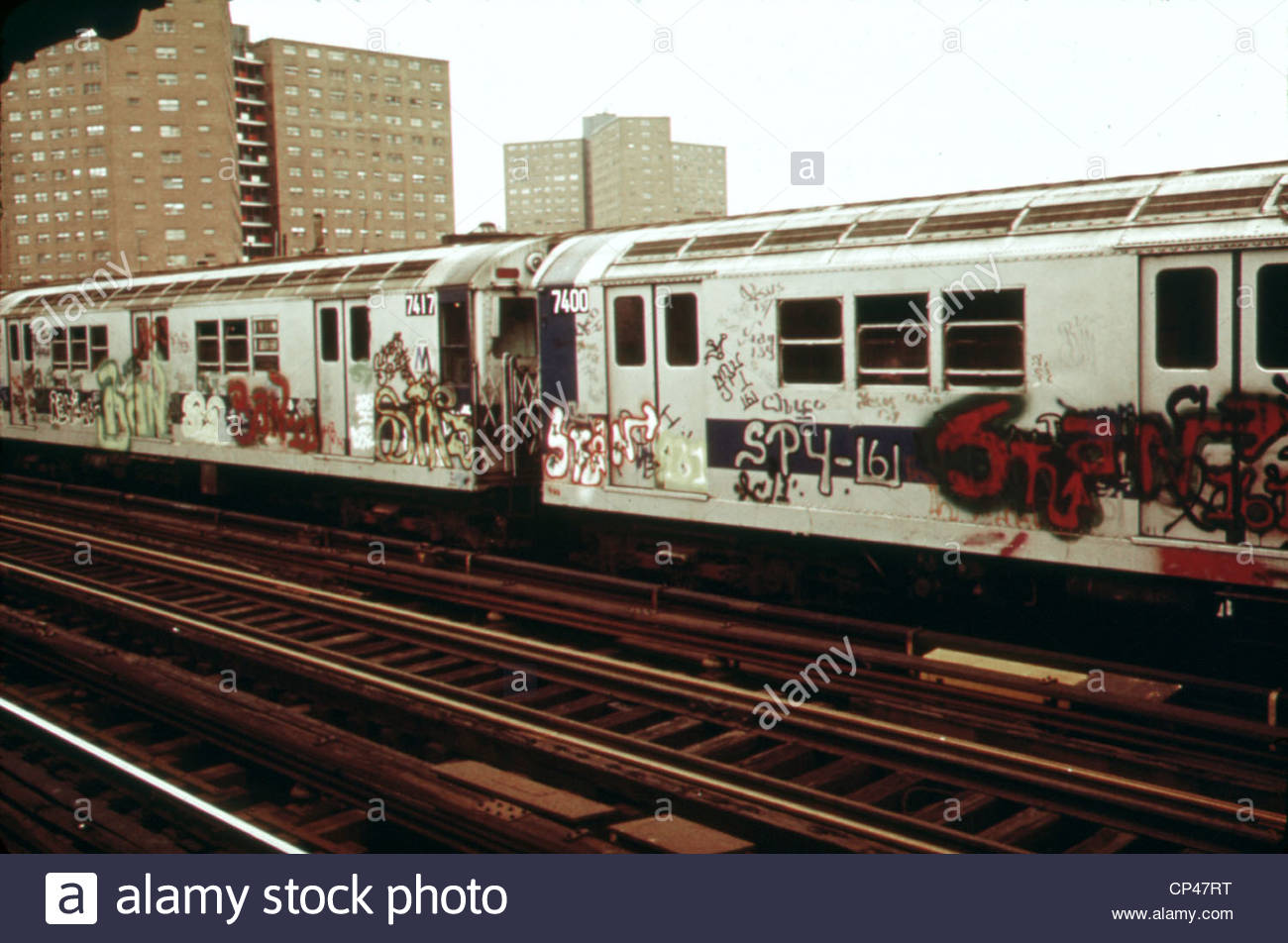 New York City Subway A Graffiti Painted Train With Housing